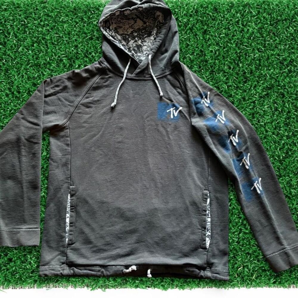 American-eagle Men's Grey and Black Hoodie